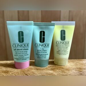 New Clinique Skincare Minis! 7-day scrub, liquid face soap, moisturizing gel.